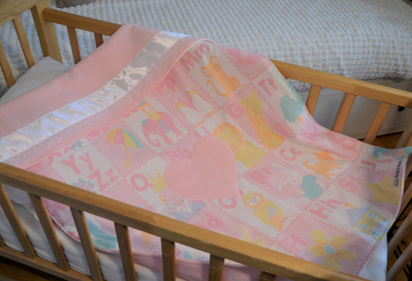 Pink Letter Squares Baby Blanket